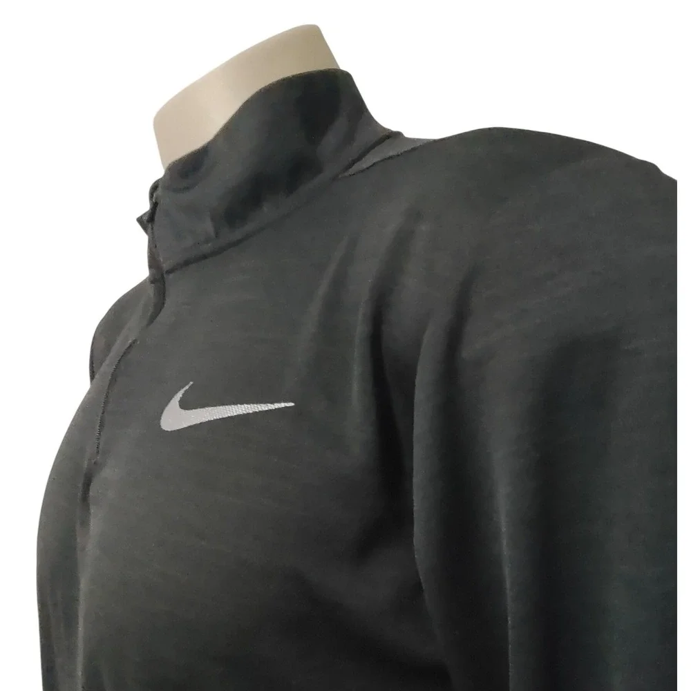 Nike Pullover Mens M Black‎ Dri-FIT Quarter Zip Long Sleeve Training Top Heather